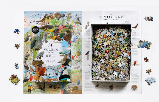 Puzzle "In 50 Vögeln um die Welt"
