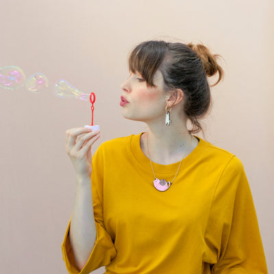 Halskette "Playful Cat" Rosa