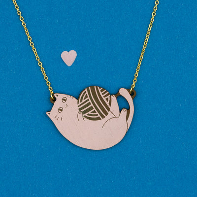 Halskette "Playful Cat" Rosa