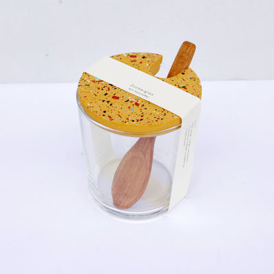 Zuckerglas mit Löffel Ocker