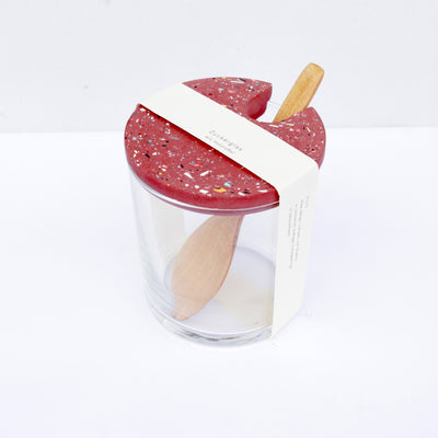 Zuckerglas mit Löffel Rot