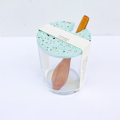 Zuckerglas mit Löffel Türkis