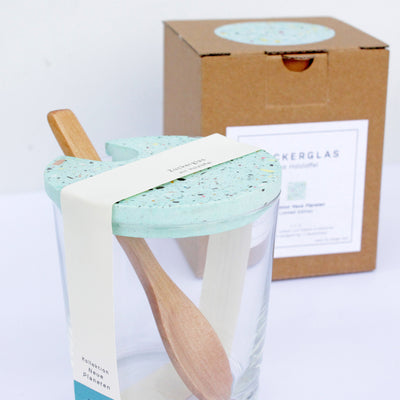 Zuckerglas mit Löffel Türkis