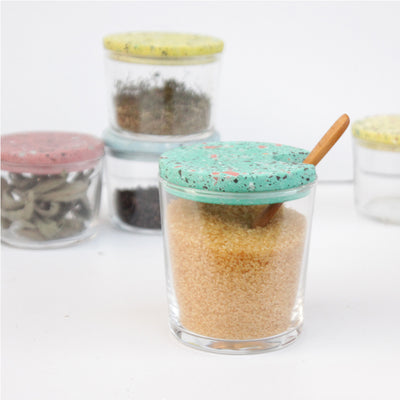 Zuckerglas mit Löffel Türkis