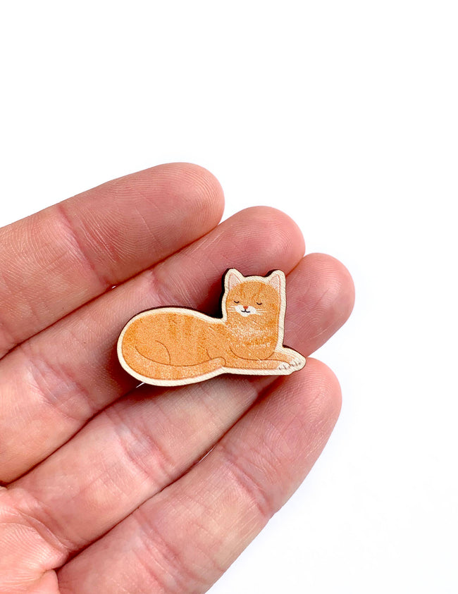 Pin "Katze" Holz - hell