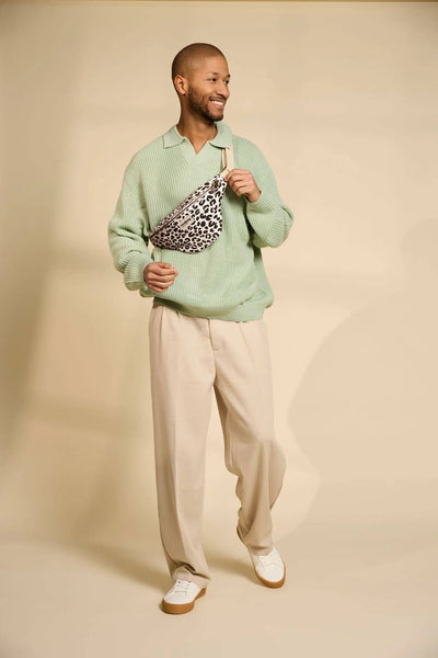 Olivia Bauchtasche in Ecru mit Leopardenmuster