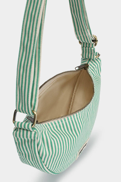 Schultertasche Andrea, grün gestreift