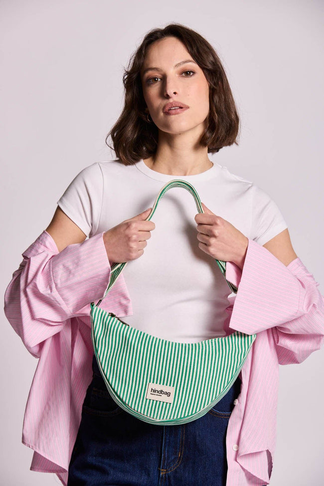 Schultertasche Andrea, grün gestreift