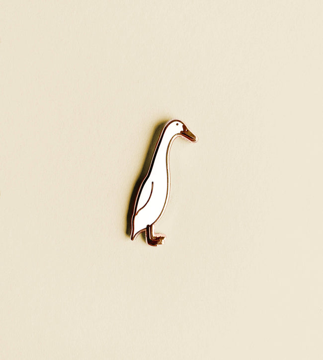 Pin "Laufente" Emaille - weiß