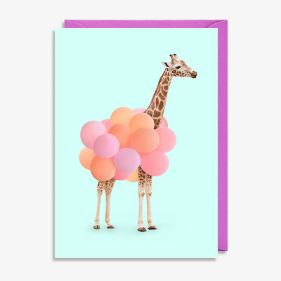 Klappkarte "Giraffe und Ballons"