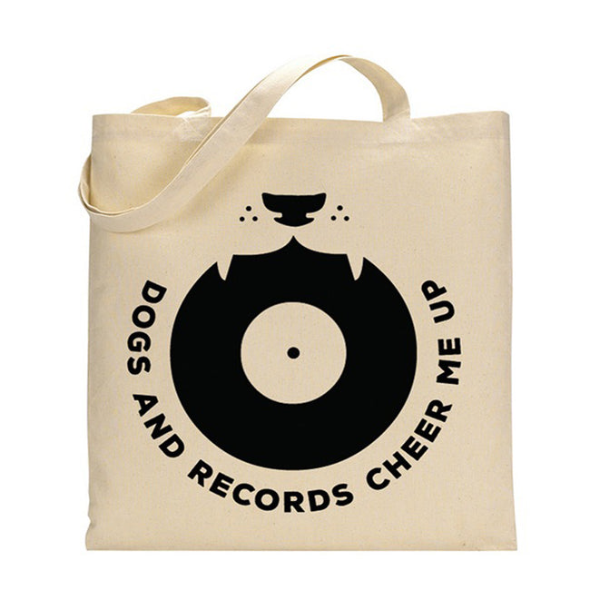 Jutebeutel "Dogs And Records Cheer Me Up" Natur
