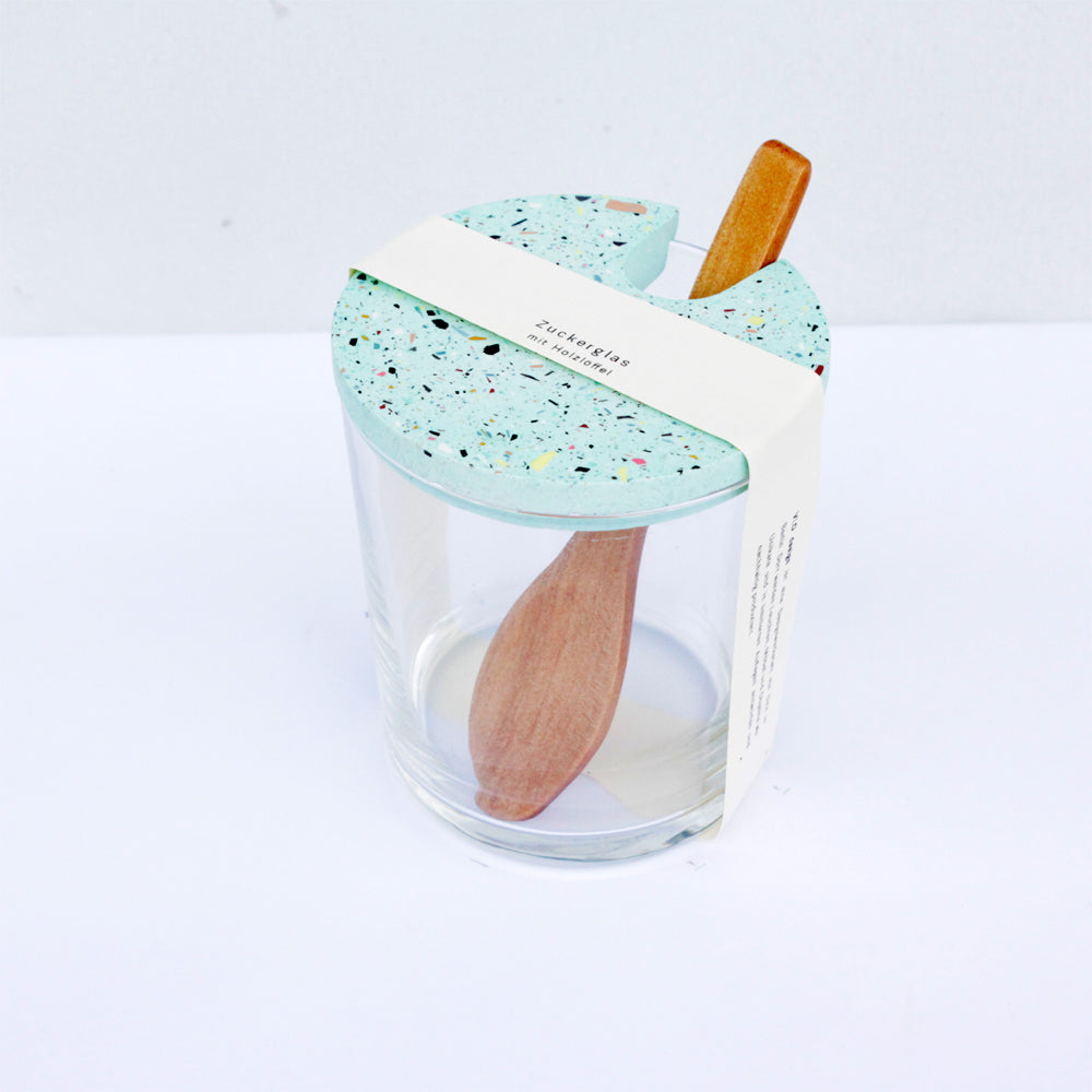 Zuckerglas mit Löffel Türkis – Objet Vague